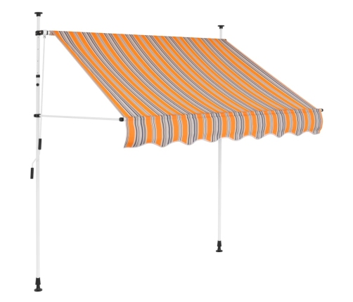 Toldo manual retráctil 150 cm amarillo y azul rayas