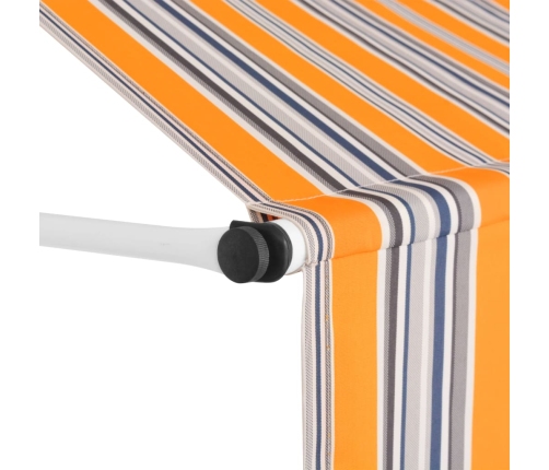 Toldo manual retráctil 150 cm amarillo y azul rayas