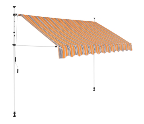 Toldo manual retráctil 250 cm amarillo y azul a rayas