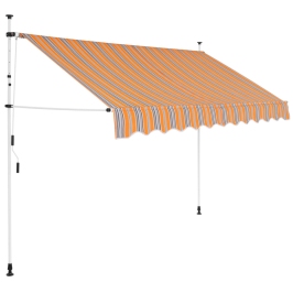 Toldo manual retráctil 300 cm amarillo y azul a rayas