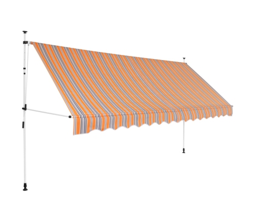 Toldo manual retráctil 350 cm amarillo y azul a rayas