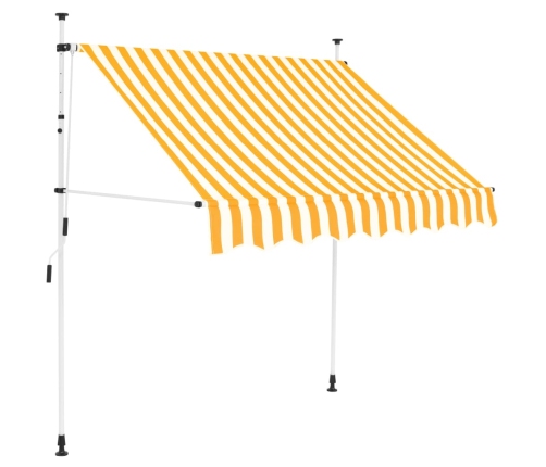 Toldo manual retráctil 200 cm naranja y blanco a rayas