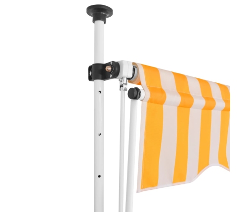 Toldo manual retráctil 200 cm naranja y blanco a rayas