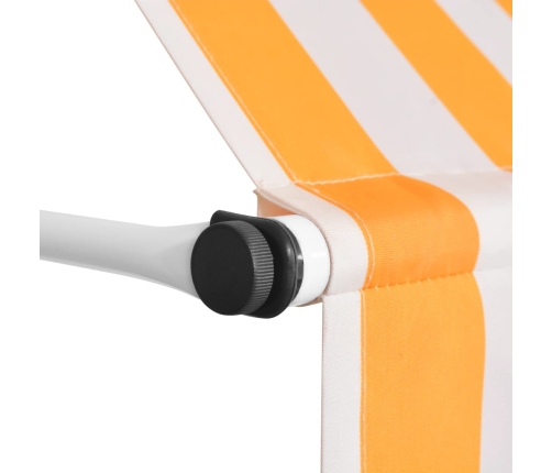 Toldo manual retráctil 200 cm naranja y blanco a rayas