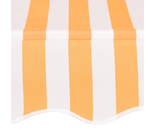 Toldo manual retráctil 200 cm naranja y blanco a rayas