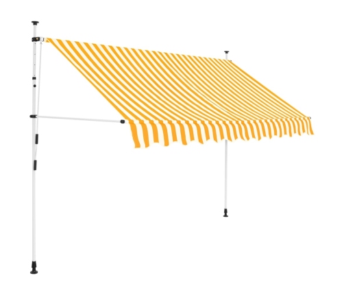 Toldo manual retráctil 250 cm naranja y blanco a rayas