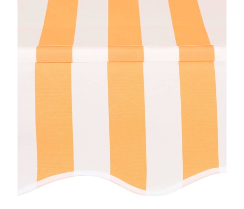 Toldo manual retráctil 250 cm naranja y blanco a rayas