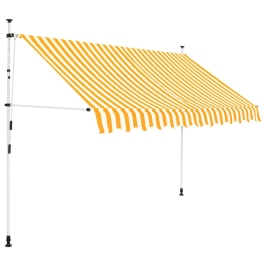 Toldo manual retráctil 300 cm naranja y blanco a rayas