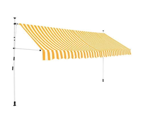 Toldo manual retráctil 350 cm naranja y blanco a rayas