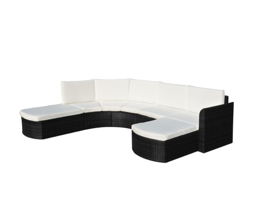 Set de muebles de jardín 4 pzas y cojines ratán sintético negro