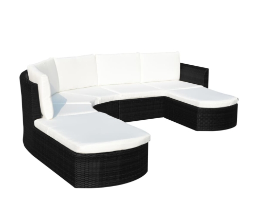 Set de muebles de jardín 4 pzas y cojines ratán sintético negro