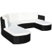 Set de muebles de jardín 4 pzas y cojines ratán sintético negro