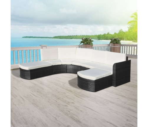 Set de muebles de jardín 4 pzas y cojines ratán sintético negro