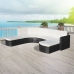 Set de muebles de jardín 4 pzas y cojines ratán sintético negro