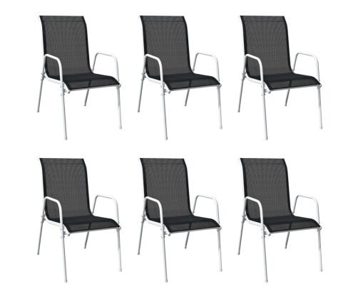 Juego de comedor de jardín de acero negro 7 piezas