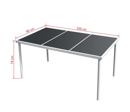Juego de comedor de jardín de acero negro 7 piezas