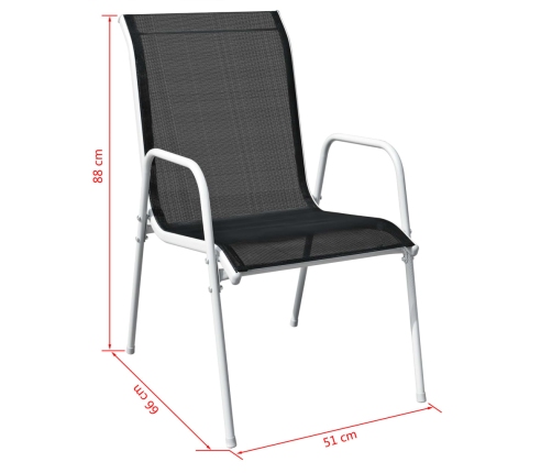 Juego de comedor de jardín de acero negro 7 piezas