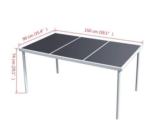 Mesa de jardín de acero negra 150x90x74 cm