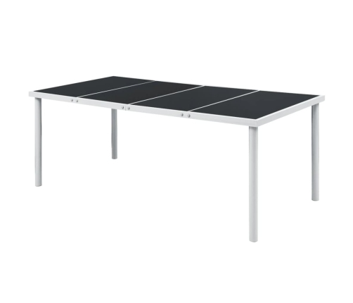 Juego de comedor de jardín 9 piezas de acero negro