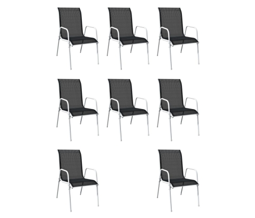 Juego de comedor de jardín 9 piezas de acero negro