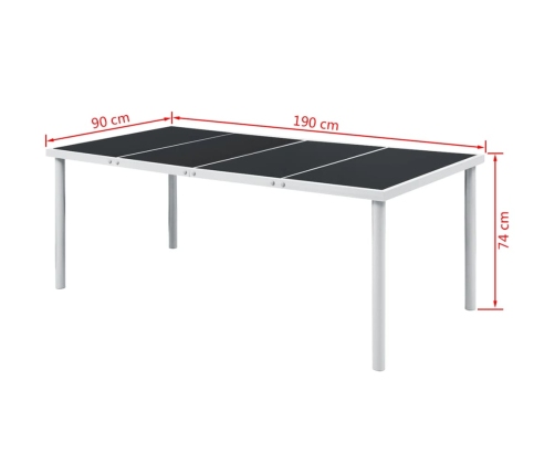 Juego de comedor de jardín 9 piezas de acero negro