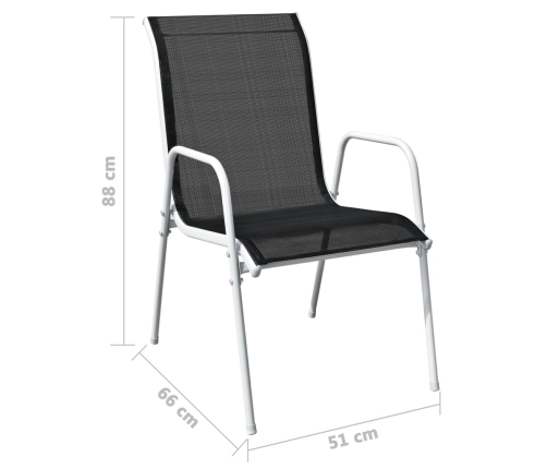 Juego de comedor de jardín 9 piezas de acero negro