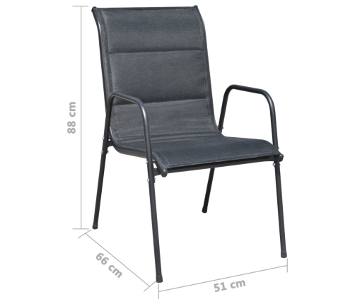 Juego de comedor de jardín 7 piezas de acero negro