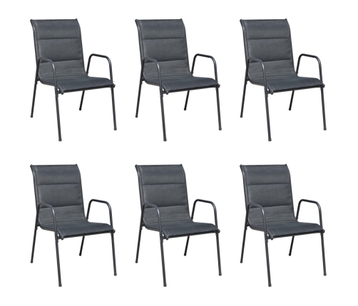 Juego de comedor de jardín 7 piezas de acero negro