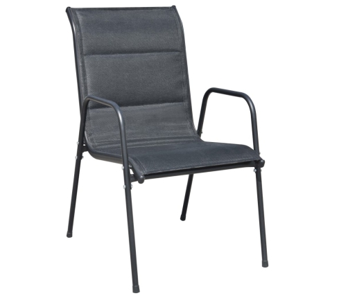 Juego de comedor de jardín 7 piezas de acero negro