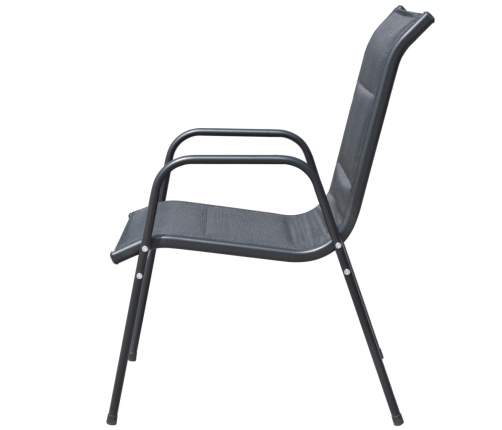 Juego de comedor de jardín 7 piezas de acero negro