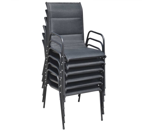 Juego de comedor de jardín 7 piezas de acero negro