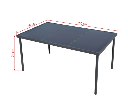 Juego de comedor de jardín 7 piezas de acero negro