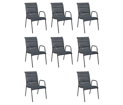 Juego de comedor de jardín 9 piezas de acero negro