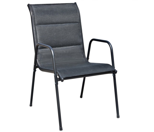 Juego de comedor de jardín 9 piezas de acero negro