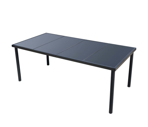 Juego de comedor de jardín 9 piezas de acero negro