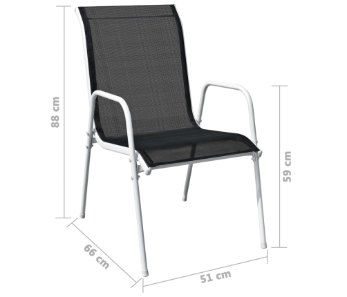 Mesa y sillas bistró de jardín 3 piezas acero negro