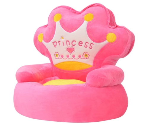 Silla de peluche para niños princesa rosa