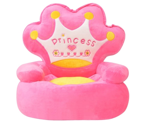 Silla de peluche para niños princesa rosa