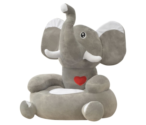 Silla de peluche para niños elefante gris