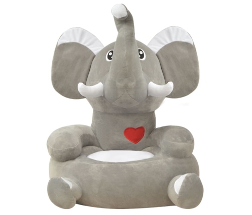 Silla de peluche para niños elefante gris