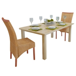 Sillas de comedor 2 unidades ratán natural marrón