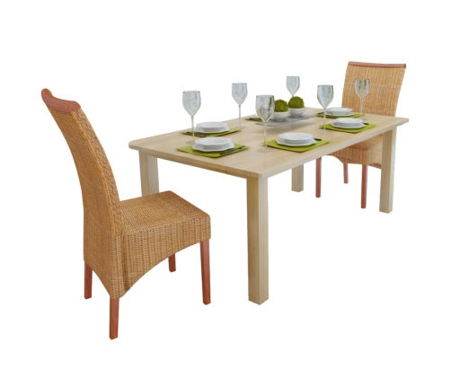 Sillas de comedor 2 unidades ratán natural marrón