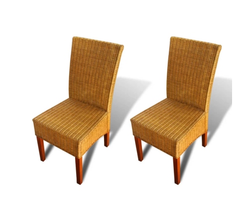 Sillas de comedor 2 unidades ratán natural marrón