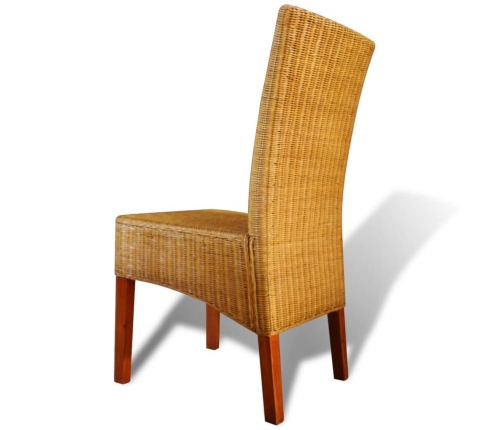 Sillas de comedor 2 unidades ratán natural marrón