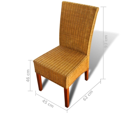 Sillas de comedor 2 unidades ratán natural marrón