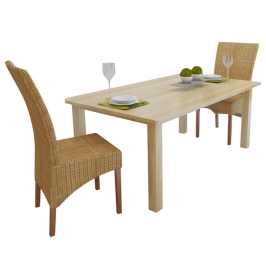 Sillas de comedor 2 unidades ratán natural marrón