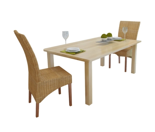 Sillas de comedor 2 unidades ratán natural marrón