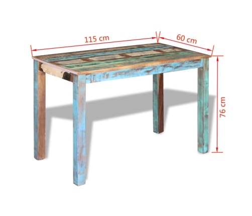 Mesa de comedor de madera maciza reciclada 115x60x76 cm