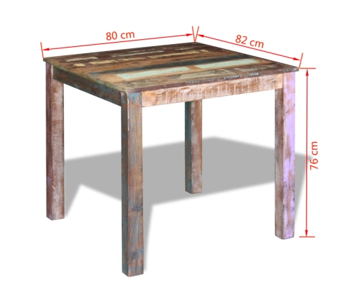 Mesa de comedor de madera maciza reciclada 80x82x76 cm