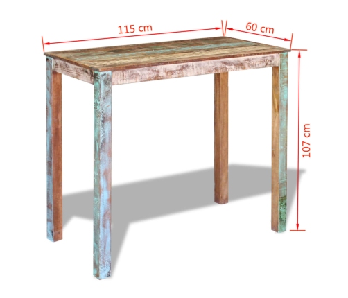 Mesa de bar madera maciza reciclada 115x60x107 cm